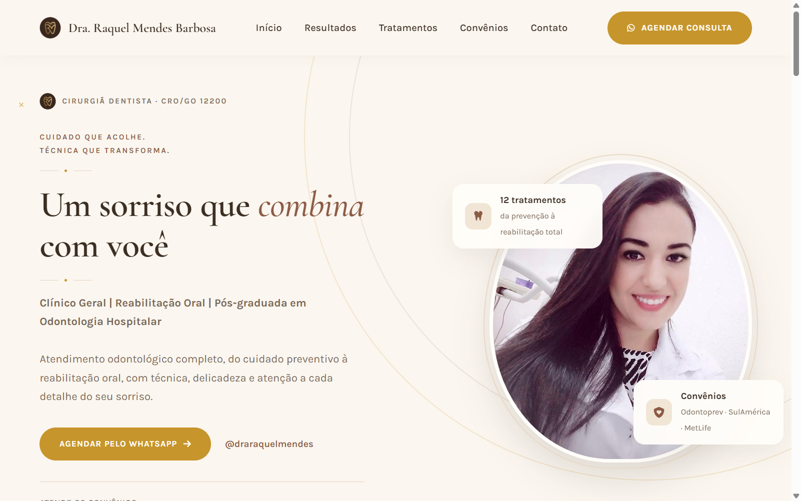 Captura de tela do site da Dra. Raquel Mendes